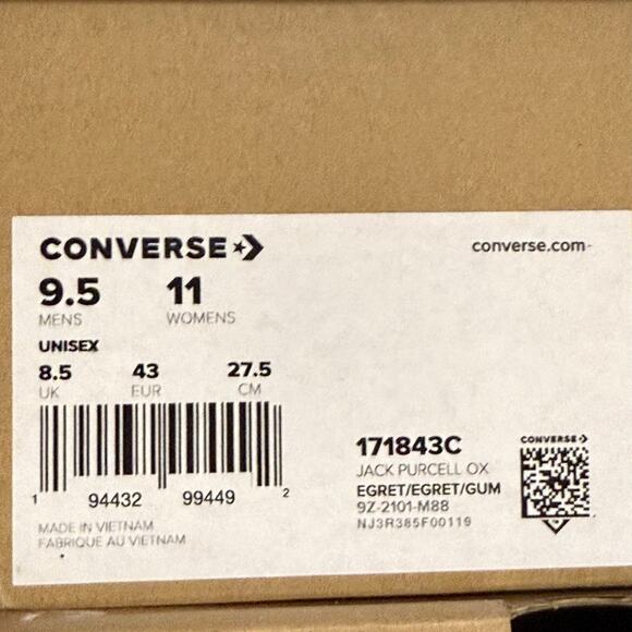 CONVERSE X TODD SNYDER JACK PURCELL OX 171843C MEN'S 9.5 EGRET GUM - Picture 7 of 7